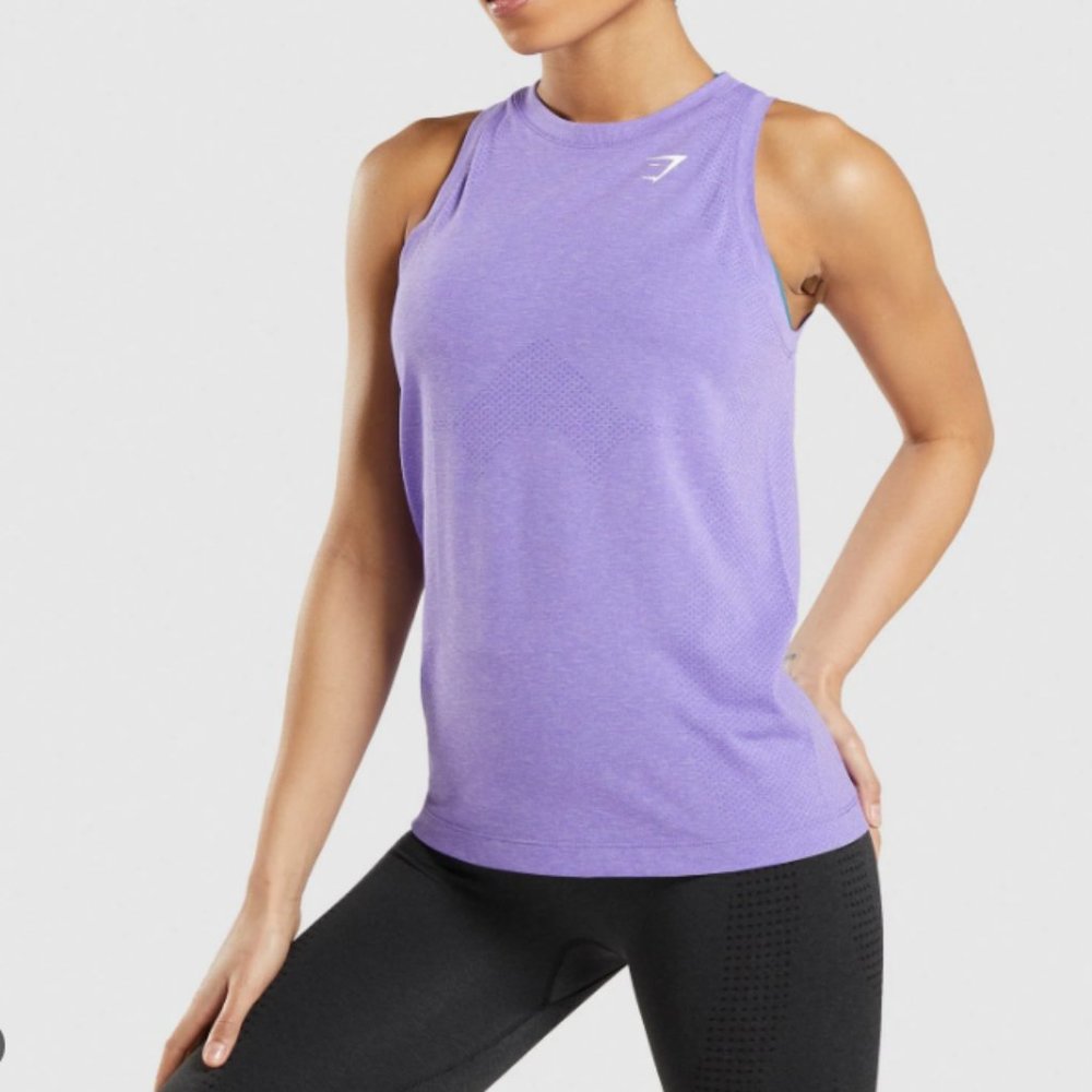 EUC Gymshark Vital Seamless 2.0 Light Tank in Bright Purple Marl